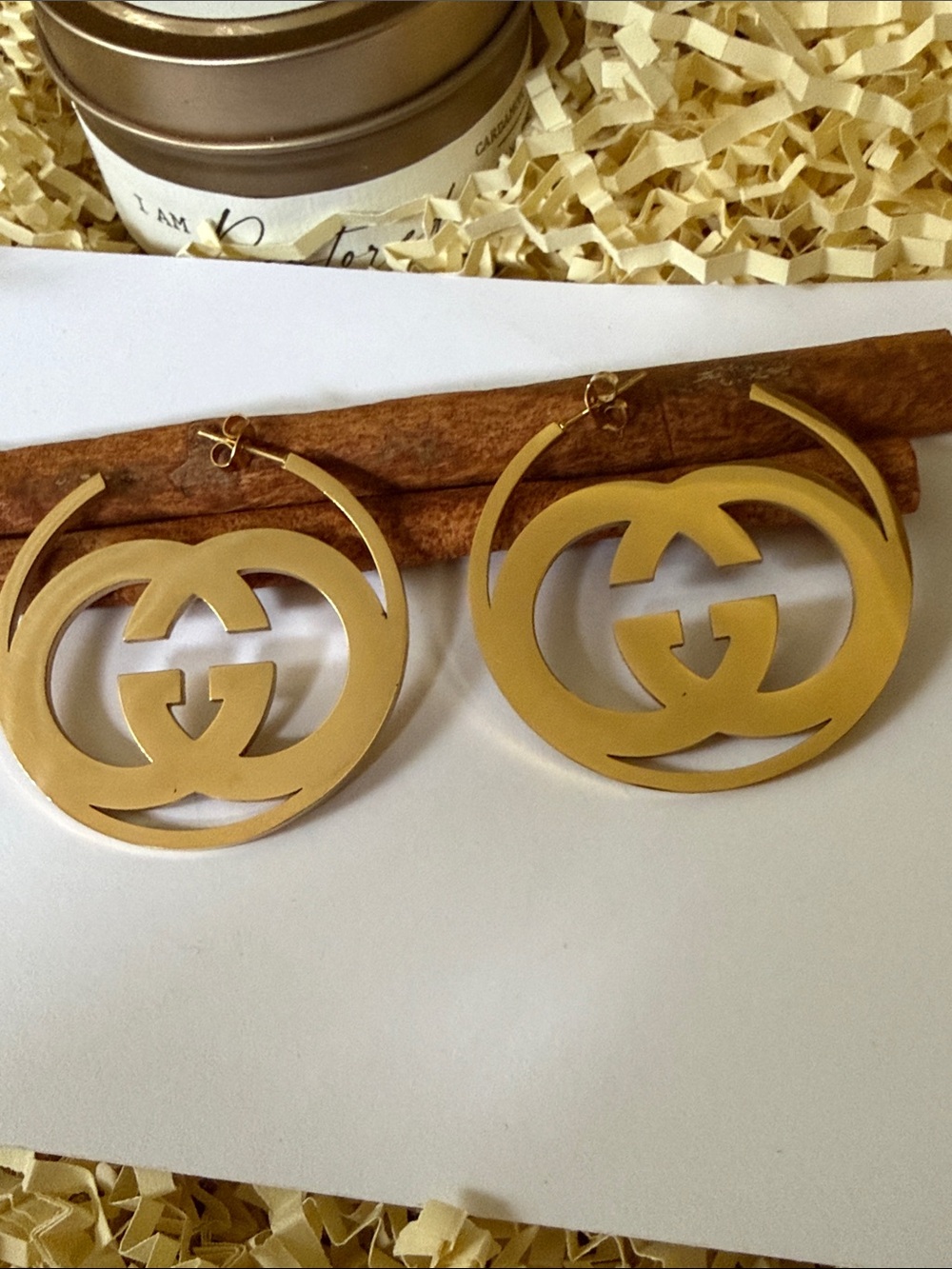 Fashion Jewelry Gold Interlocking Logo Hoop Earrings